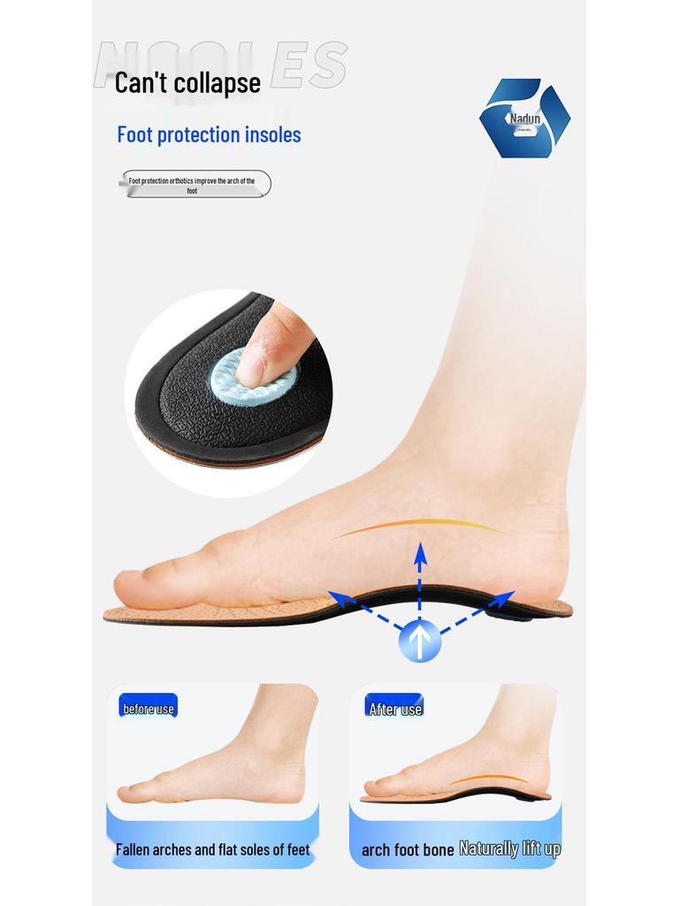 Orthopedic Genuine Leather High Arch Support Insoles - Odor-Resistant, Breathable, Sweat-Absorbent for Men & Women