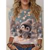 Women's 3D Printed Crew Neck Long Sleeve T-Shirt Fashion Versatile Trend Breathable Casual