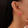 Cute and small resin strawberry peach fruit silver needle earrings, sweet and less spring and summer small fresh earrings