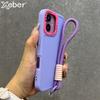 Luxury Wrist Strap Bracelet Lanyard Phone Case For 15 16 17 Pro Max 14 13 12 11 X XS Collision Color Lens Protector Cover