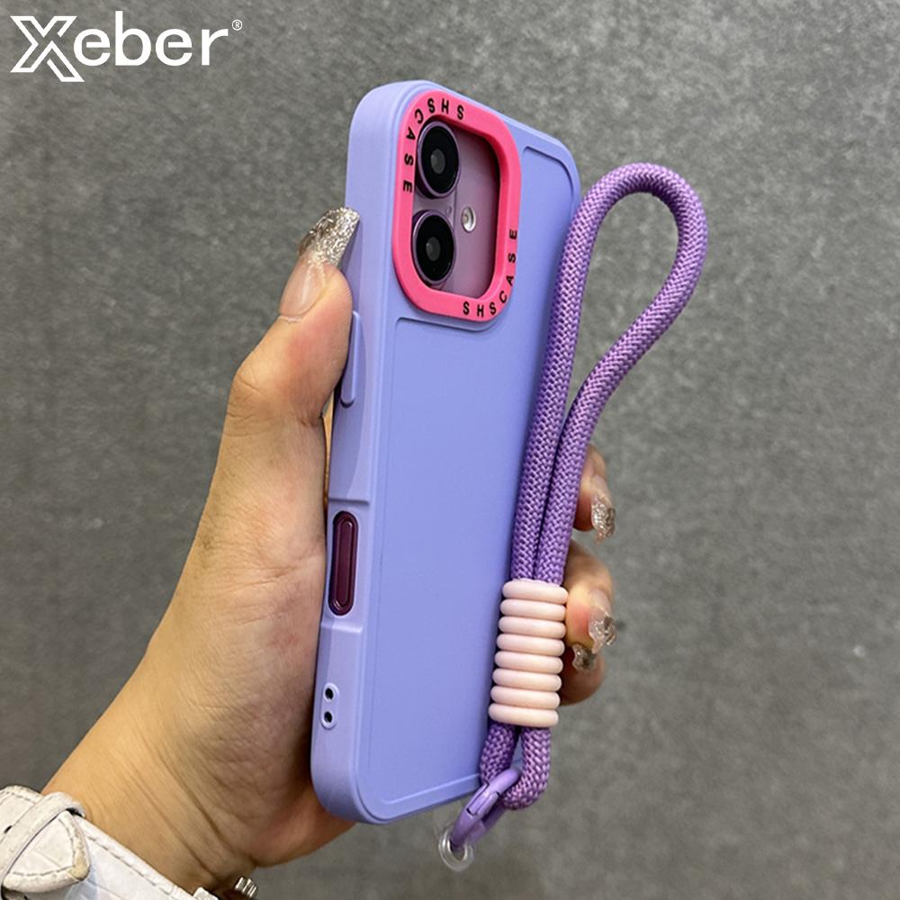 Luxury Wrist Strap Bracelet Lanyard Phone Case For 15 16 17 Pro Max 14 13 12 11 X XS Collision Color Lens Protector Cover