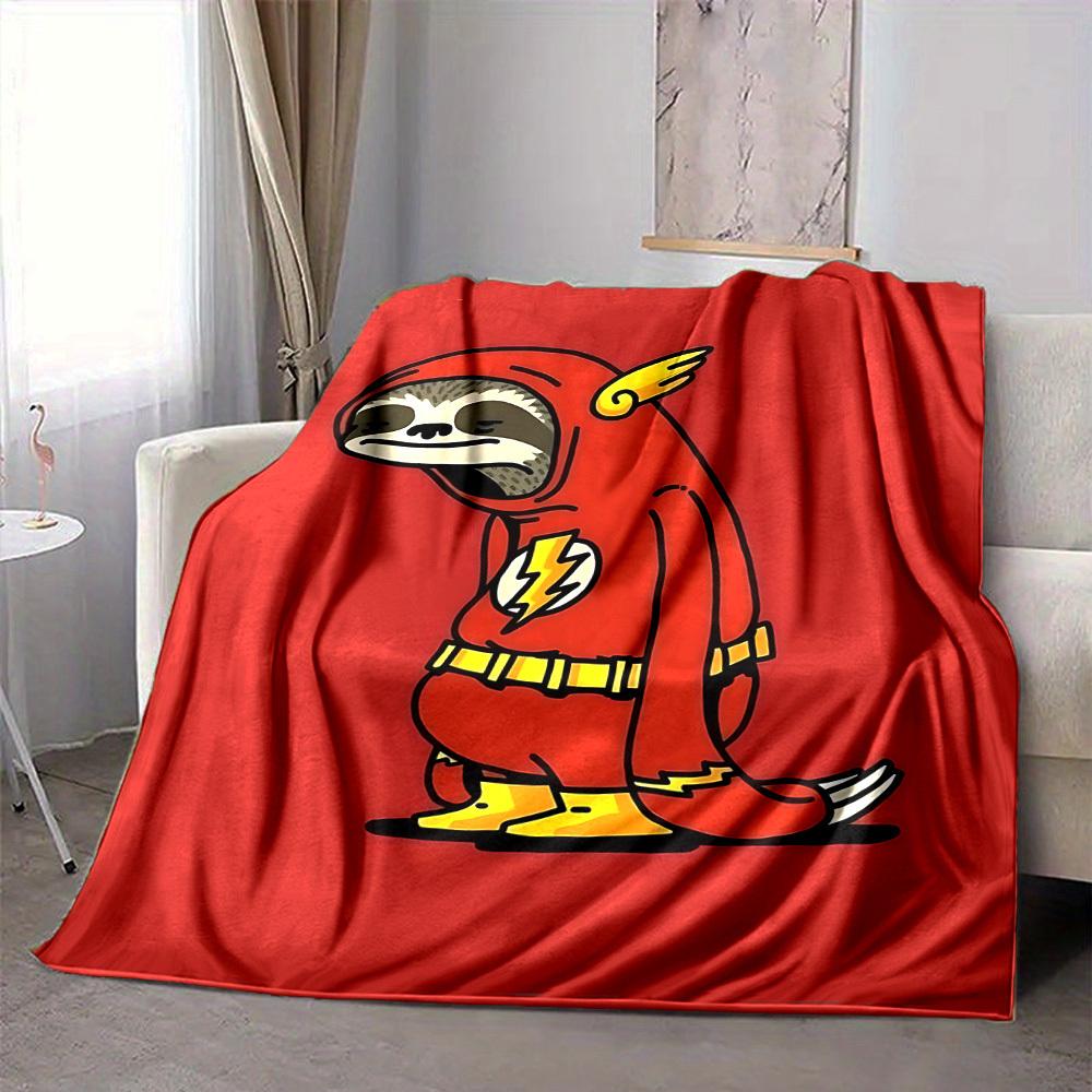 1pc Super Sloth Flash Flannel Throw Blanket HD Printed Lightweight Soft Warm All Season Blanket for Sofa, Bed, Travel, Camping Machine Washable 80x120cm