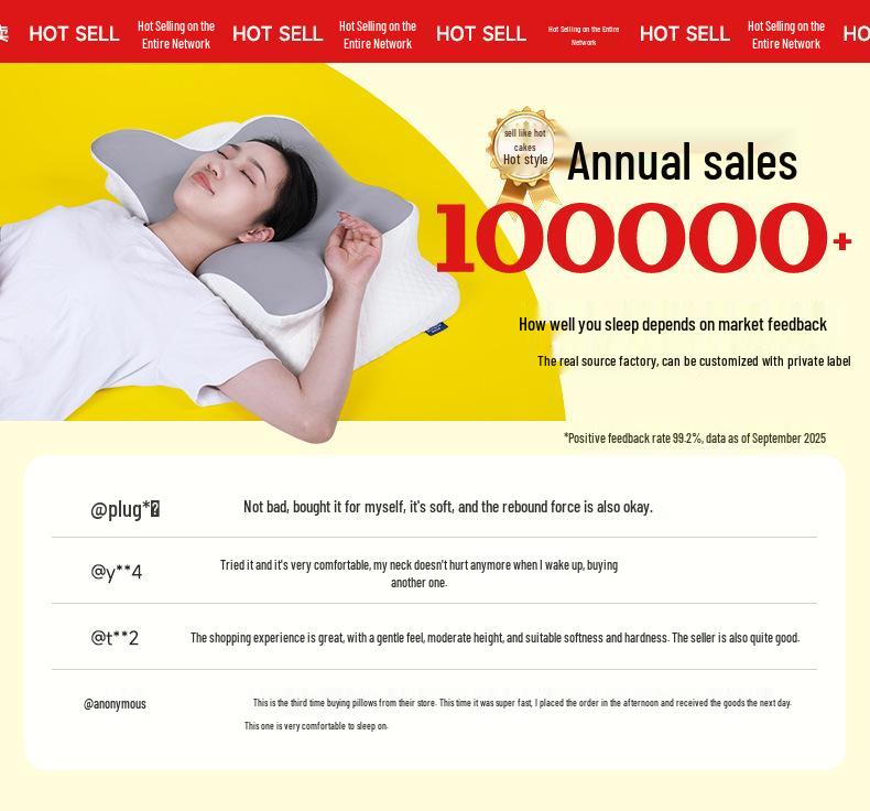 Polštář z paměťové pěny s motýlkovým tvarem: Podpora krční páteře a ochrana krku bez tlaku pro lepší spánek