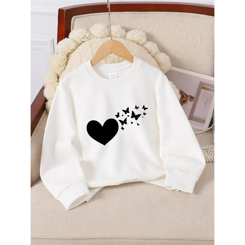 Girls' Round-neck Crewneck Sweatshirt | Soft & Comfortable, Casual Multi-colored Long-sleeved T-shirt, Perfect for Spring, Fall, Winter