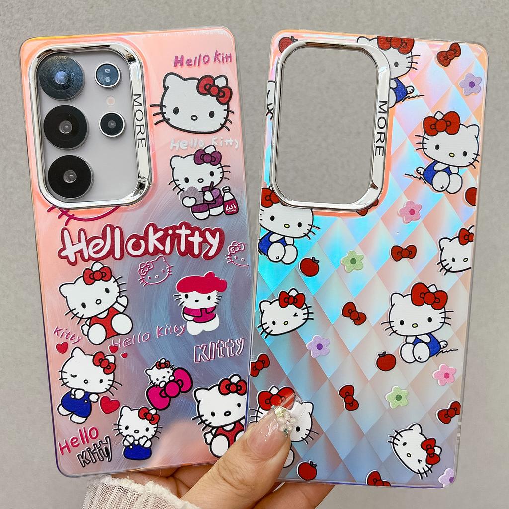 The new cartoon KT cat is suitable for Apple 16E mobile phone case iPhone15promax electroplating laser Samsung S25u.
