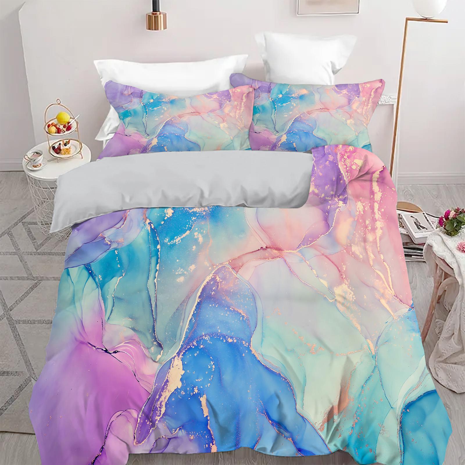 

Colorful Painting 3D Printed Quilt Cover Set Luxury Home Textiles Soft Duvet Cover Pillowcases Modern Art Style Bedding Set 135x200cm 2pcs