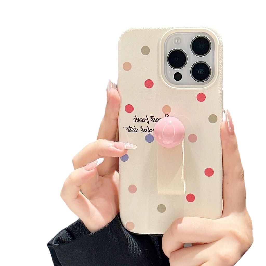 Polka Dot Love Flowers for Apple 16 Promax Ring Mobile Phone Case for IPhone 15 Fresh 14/13