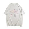 Flower gray American ins trendy brand butterfly short-sleeved T-shirt women's summer new pure cotton design sense niche fat MM top