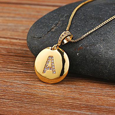 

AIBEF Fashion Initial A-Z 26 Letter Necklace For Women Gold Plated Chain Charm Name Pendants Copper Jewelry Statement Girl Gifts