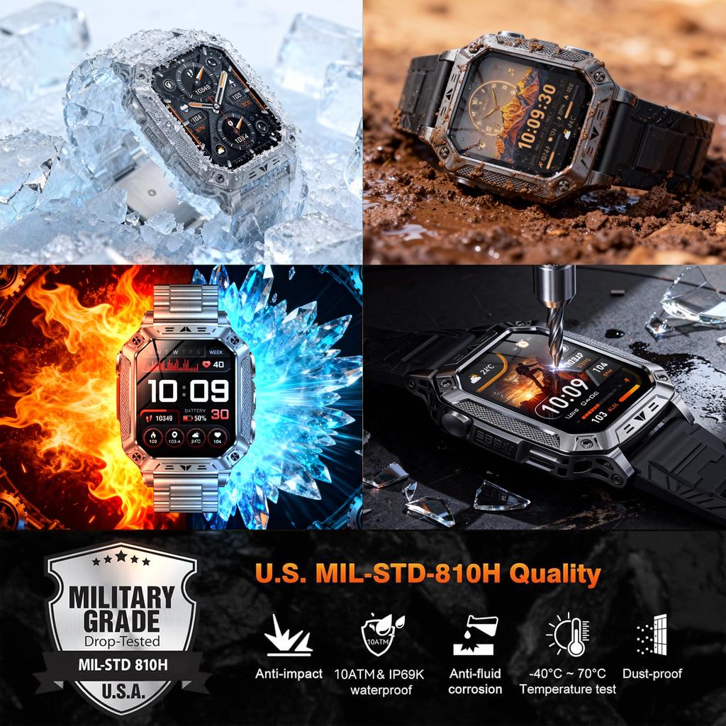 New 1400mAh Super Battery Durable Adult Smart Watch 2.01 inch GPS Trajectory 10ATM Waterproof BT Call Sports Smartwatch Men