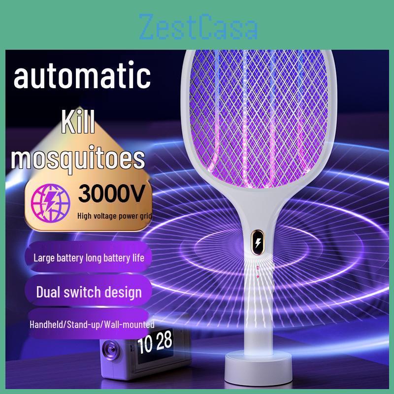 Rechargeable Mosquito Electric Swatter 3in1 Lure Lamp With Lithium Battery