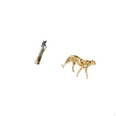 African Tribal Lady And Gold Cheetah Figurine Sculpture Elegant Women Animal Tabletop
