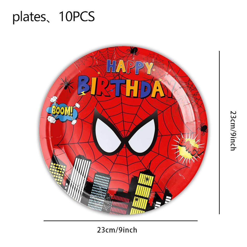 Marvel Spider-Man Party Set: Red Plates, Tablecloth, Napkins & Cutlery