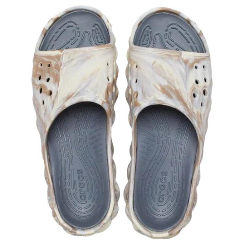 Crocs Echo Casual and Comfortable Anti-abrasion Slippers Unisex Grey Brown