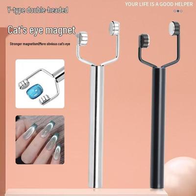 Y-förmiger Katzenaugen-Nagelkunstmagnet: Doppelköpfiger zylindrischer Magnetstab für Gel-Lack.