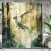 Retro Magischer Wald Drache Duschvorhang Waschbar Schmutzabweisend Duschkopf Wasserdicht Polyester Badevorhang Für Heimdekoration