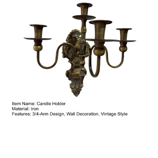 Vintage Wall Sconces Candle Holder 3/4-Arm Iron Art Taper Candle Holder Living Room Bedroom Dining Room Wall Decoration Candlestick