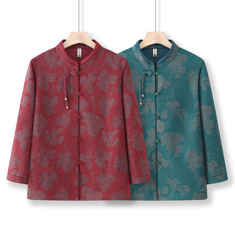 

Grandma s Floral Long-Sleeved Spring/Summer Top XXXL for 120-130 jin зелёный