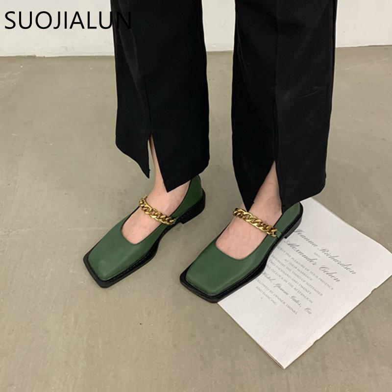 Fashion SUOJIALUN 2025 Autumn Flat Heel Women Loafer Shoes Fahion Square Toe Slip On Shallow Ballerina Shoes Female Ballet Zapatos Muje