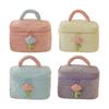 Fashion Toiletry Bag Corduroy Storage Case Zipper Handbags Flowers Cosmetic for Women and Girls