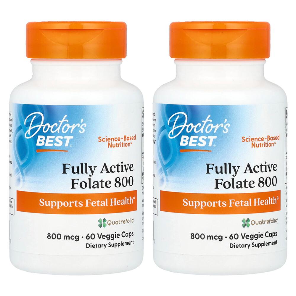 Doctor's Best Fully Active Folate 800, 60 Veggie Capsules (2-Pack)