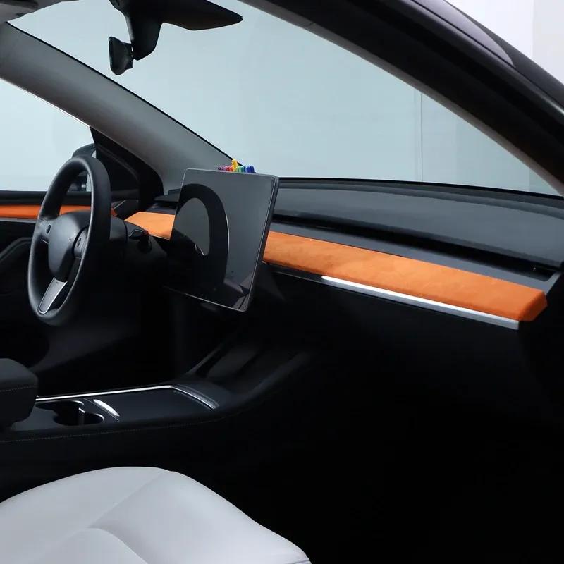 Made of Alcantara For Tesla Model 3 Model Y 2023-2019 Car Dashboard Cover Decorative Wrap Cap Protector Pad Innner Accessories