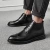 New Product Men's Trend Business High-top Leather Shoes Short Boots Formal Men's Shoes Brock Retro Trendy Shoes Large Size Men's