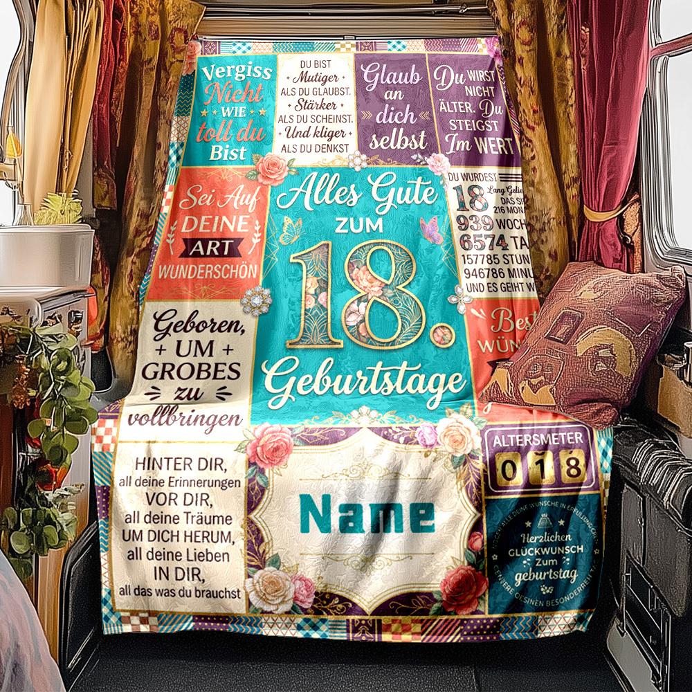 Happy 18Th Birthday Customizable Blanket Customize Your Name Comfortable Great For Picnics Outdoor Travel And Camping Sofa Office Four Seasons