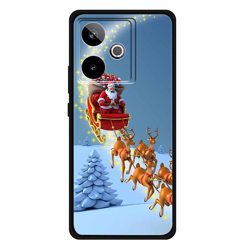 Christmas Cover For Realme GT7 GT 7 7T Case Black Silicone Cases for Realme GT 7T Cartoon Santa Claus Christmas Tree Back Cover