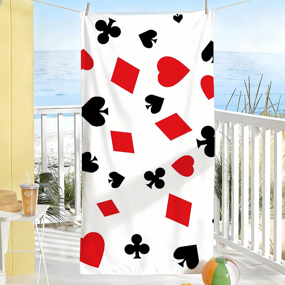 Playing Card Suits Towel Soft Pool Gift For Travel Gym Shower Camping Quick Dry Sports Large Beach Towels