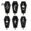 Entrance Hall Storage Halloween Gothic Wooden Wall Hook with Moon Star Skeleton Patterns, Decorative Retro Key Hanger for Bedroom Accessory