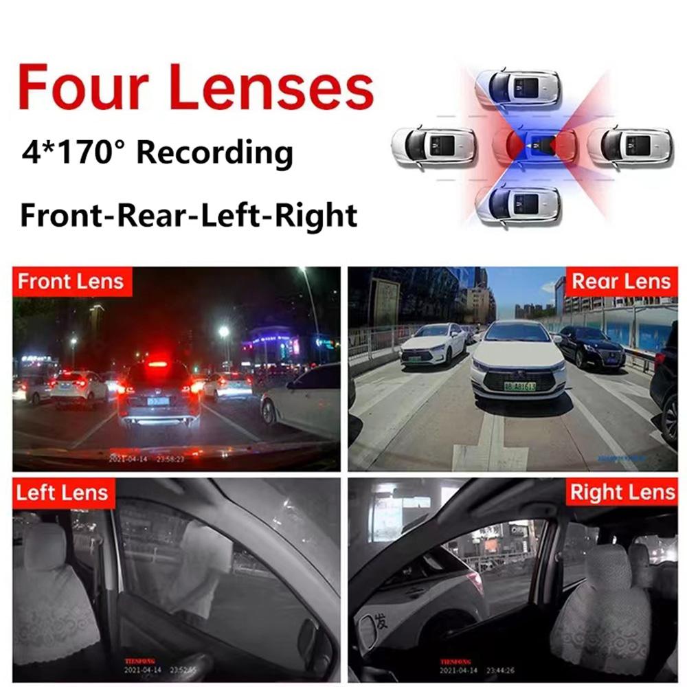 2026 New 360° Car Dash Cam 3/4 Channel WiFi APP Dash Cam HD 1080P Car DVR Loop Recording Night Vision Add 24H Parking Monitor