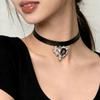 Punk Unregelmäßiger Kristall-Herz-Anhänger Leder-Choker-Halskette für Frauen Goth Ästhetik Personalisierte Accessoires Grunge Schmuck