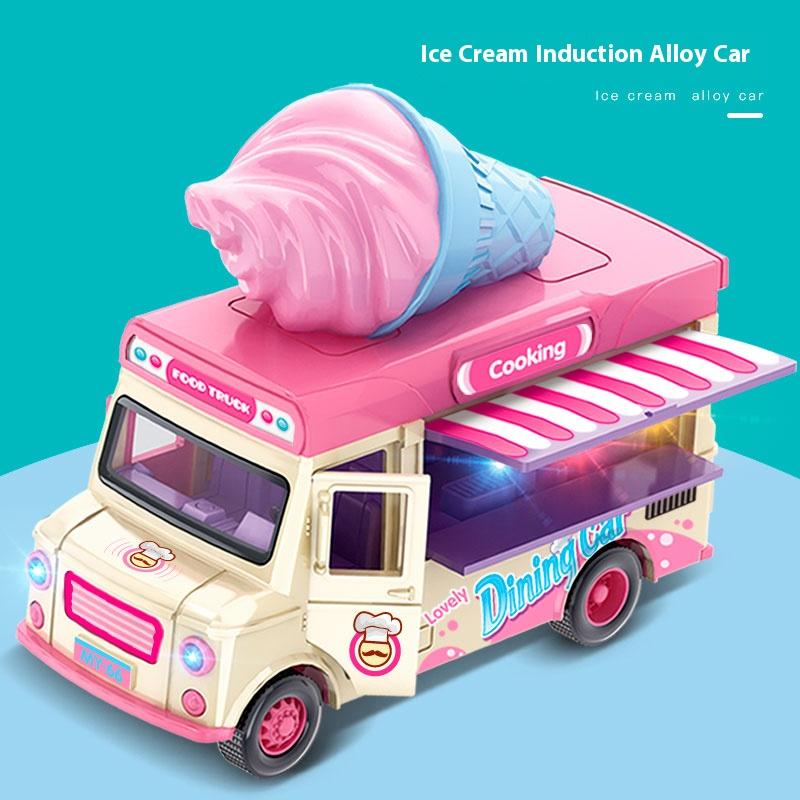 Metal Die-cast Food Truck Children's Toy Car Model, Parent-child Game Toy Vehicle, Improve Cognition, Halloween toy gifts