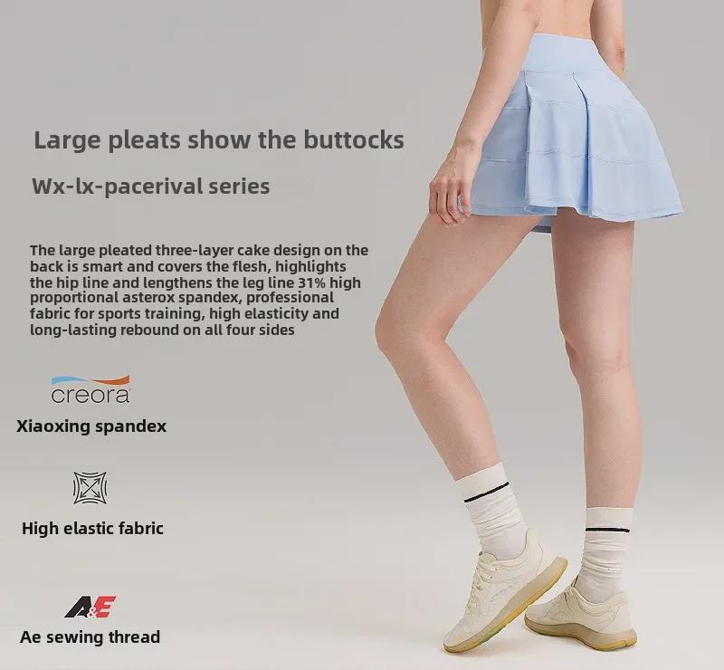 Women's High Waist Quick-Dry Pleated Sports Skirt with Built-In Shorts for Running and Tennis