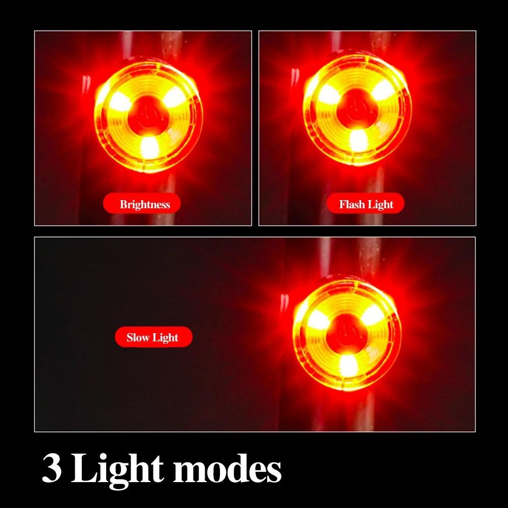 LED Bicycle Rear Light Waterproof MTB Bike Taillights with 3 Lighting Modes Aluminum Alloy Casing Bike Light for Helmet Seatpost