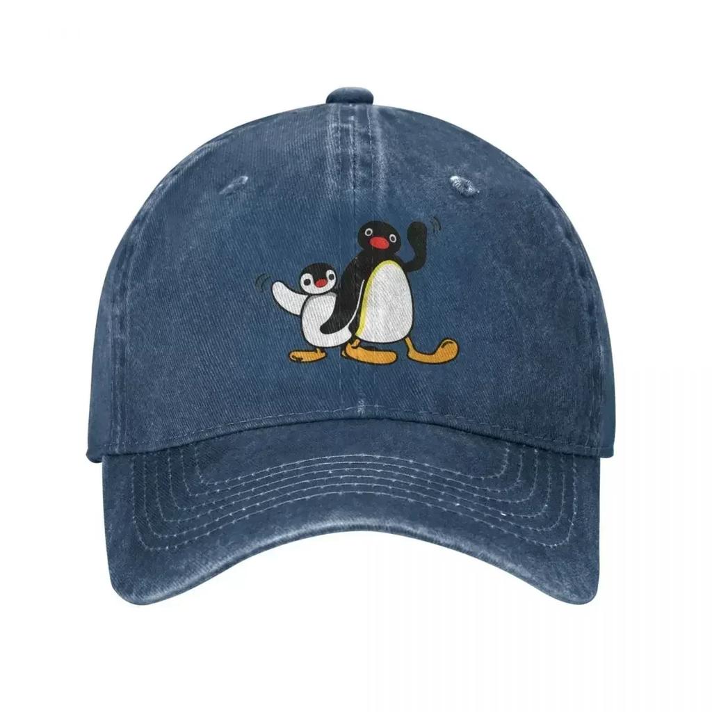 Pingu Unisex WoUnisex Baseball Cap Penguin Distressed Denim Washed Hats Cap Classic Outdoor Running Golf Adjustable Snapback Cap