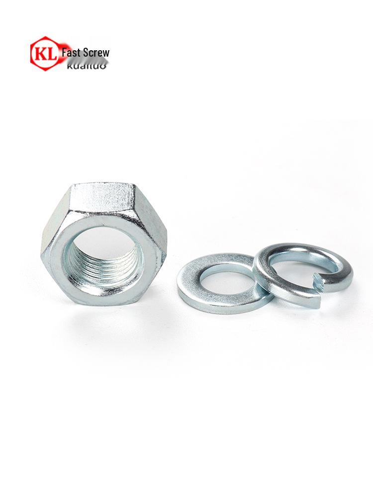 Galvanized Hex Nuts, Flat Washers, Spring Washers in M2-M48, Blue and White Zinc Coated