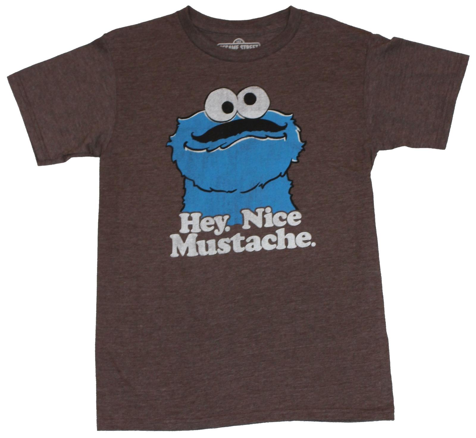 Sesame Street Adult New T-Shirt -  Hey, Nice Mustache!  Cookie Face with Stache XXL