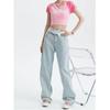 Straight Leg Pant Jeans for Women Spring and Summer High-waisted Loose Thin Wide-legged Dragging Trousers