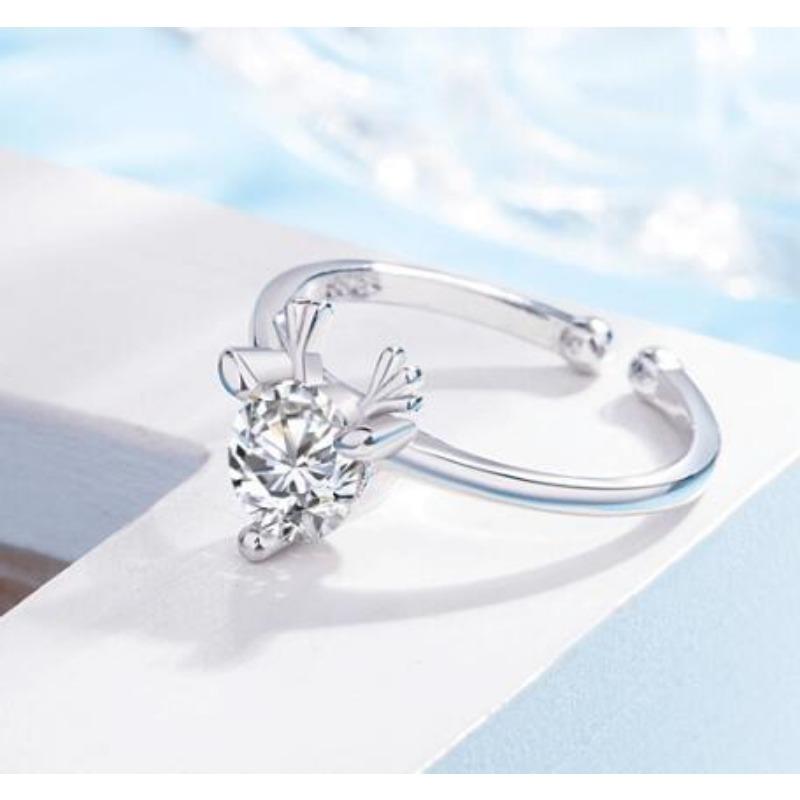 S925 Sterling Silver Yilu Has Your Antlers Ring Simple Opening All-Match Earrings