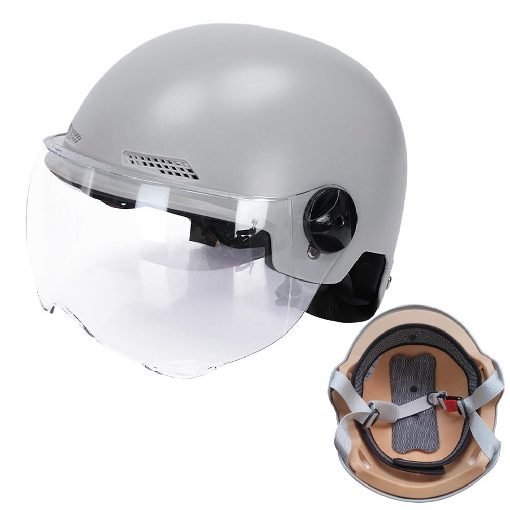 Men Motorcycle Helmet,Woman Electric Motor Car Scooter Bike Open Face Half Helmet,Anti-UV Safety Hat Bicycle Cap with Goggles