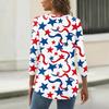 Women's T Shirt Independence Day Print Button 3/4 Sleeve Daily Weekend Fashion Basic V- Neck Regular Top