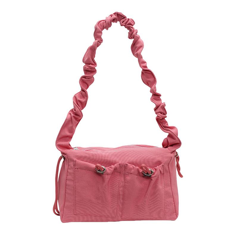 Fashion Nylon Drawstring Pleated Cloud Bag Female Niche Personality Soft Solid Color Shoulder Messenger Bag Female