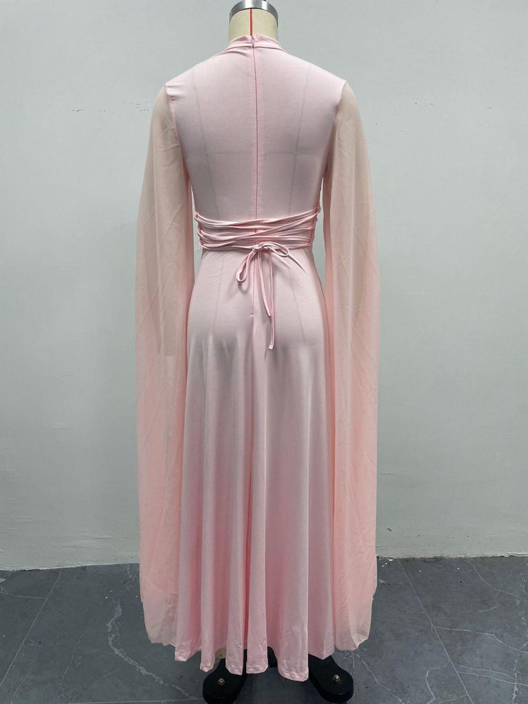 2025 İlkbahar/Yaz Avrupa ve Amerika Kadın Dantelli Pelerin Sırt Zincirli Dar Kesim Tulum Parti Elbisesi