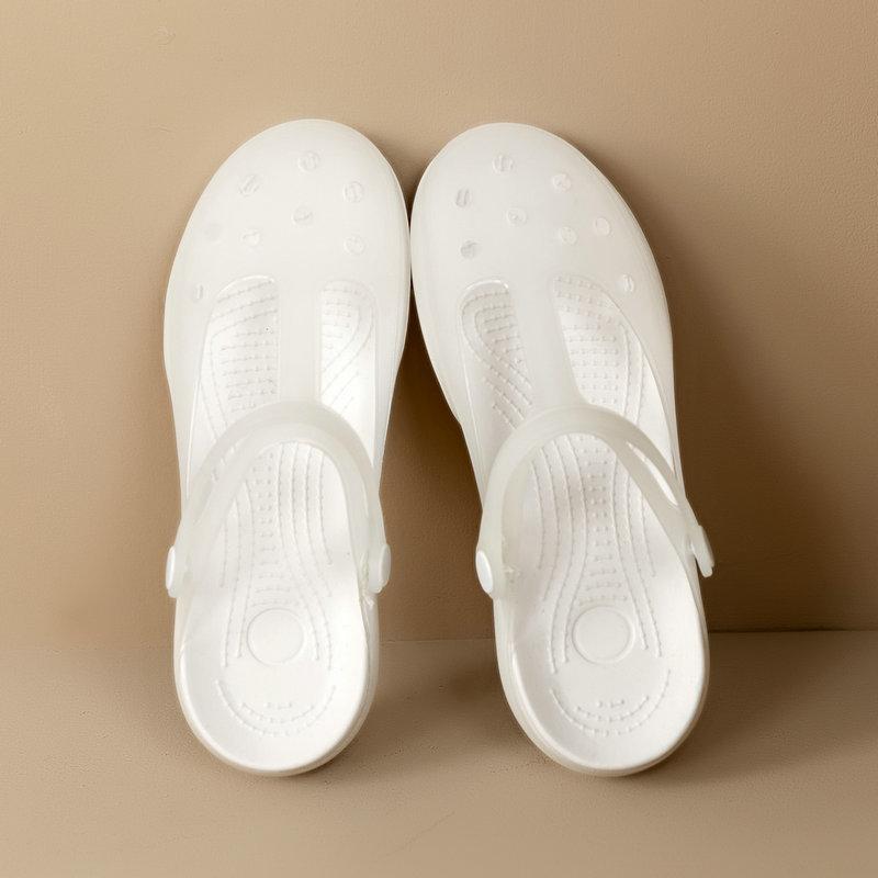 Neue Sommer-Damen Mary Jane Lochmuster Clogs, Weiche rutschfeste Jelly Garten Strand Schwangerschaftssandalen