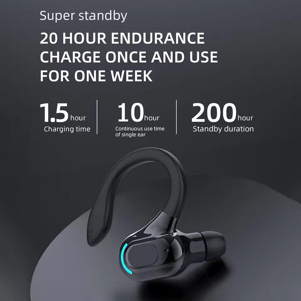 1PC Bluetooth 5.2 Wireless Earphone Ear Hook Mini Business Headphone HIFI Bass Noise Cancelling Sports Gaming Earbuds
