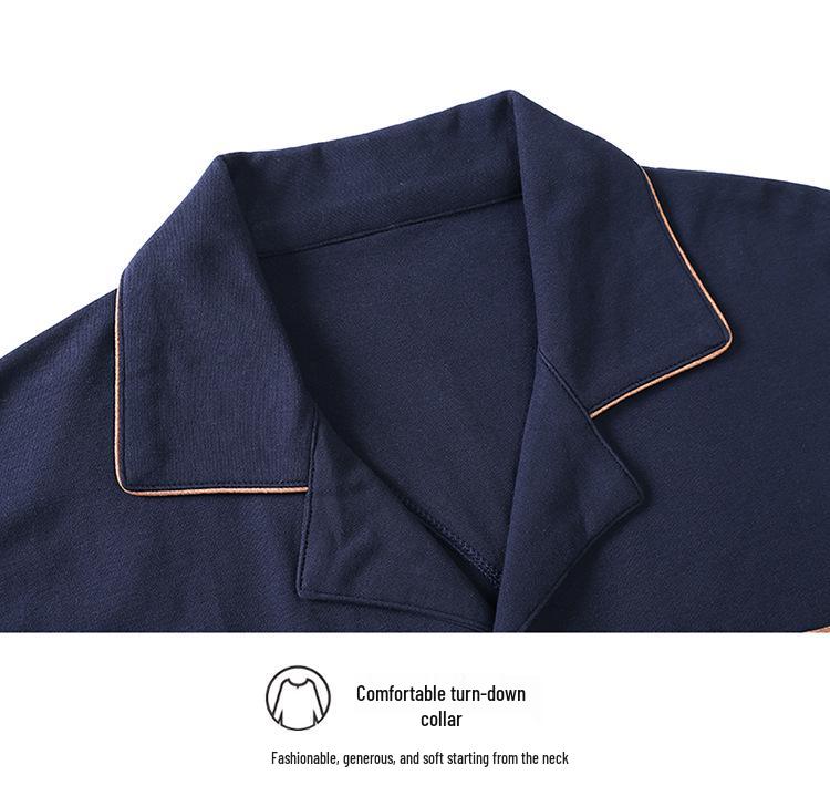 Men's Plus Size Cotton Pajama Set - Long-Sleeved, Ideal for Middle-Aged & Elderly, Spring to Winter Wear