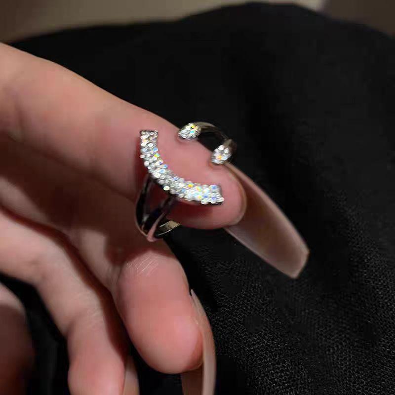 High-End Cross Zircon Ring, Female Star Ring, Niche Design Index Finger Ring, Light Luxury Exquisite Ring.