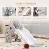 3 in 1 Kids Slide with Climber, Basketball Hoop and Ball, Giraffe Shape Climber Slide for Indoor Kids Age 1-3, Grey